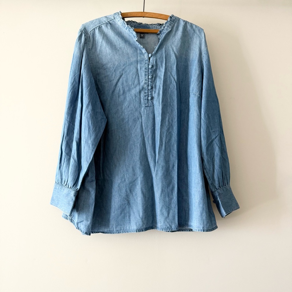 J. Jill Indigo Stand-Collar Top 2X
